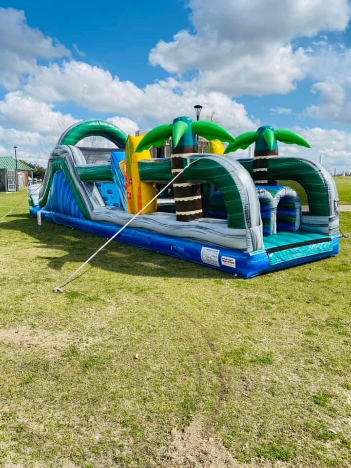 Tropical Obstacle 48ft Wet / Dry Bounce House and Water slide Rentals