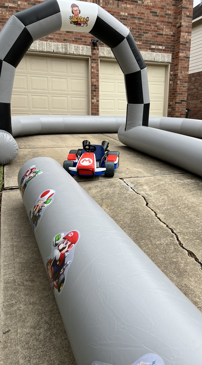 Mario Kart Racetrack w/ Karts (ages 4-9) - Inflatable Racetrack Rentals in  Houston