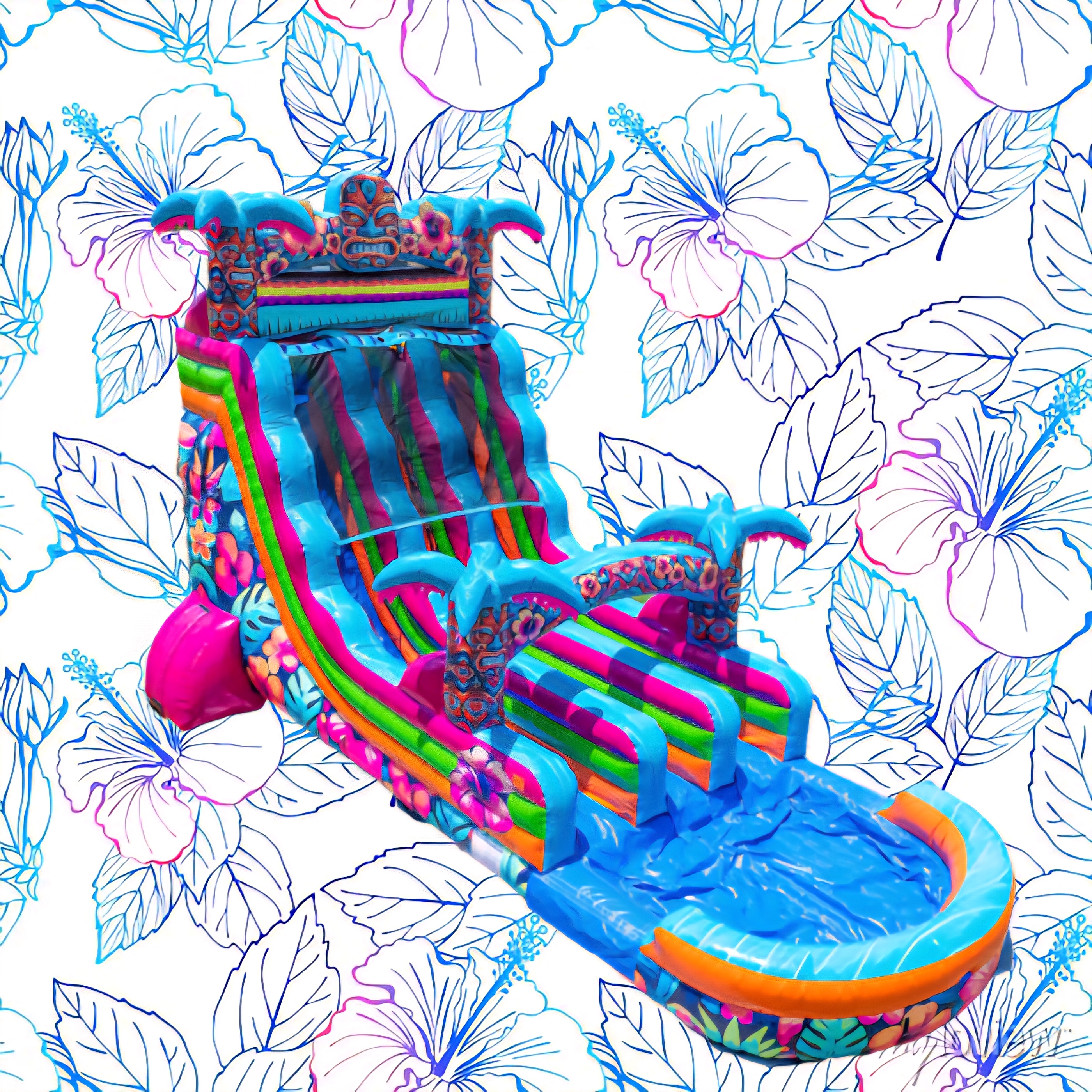 【希少品】Dual Dream / Splash【8cmシングル】 New Unit) 18ft Dual Aloha Splash wet/dry - Bounce House Rentals in