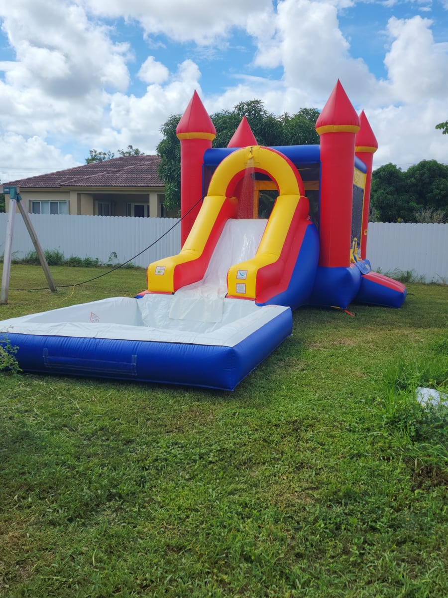 White Combo Waterslide 3 in 1 Best Bounce house,party rental service in Miramar, Hollywood