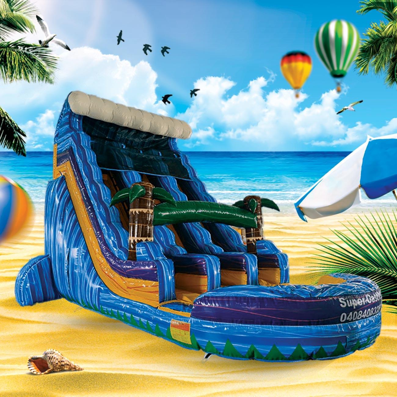 Tropical Wave Waterslide Best Jumping Castle Hire, Face Painting, Water Slide Hire, service in
