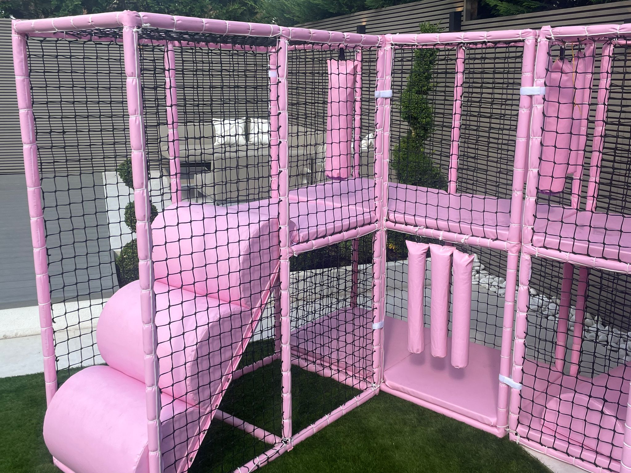 Pastel Pink Climbing Play Frame Hire