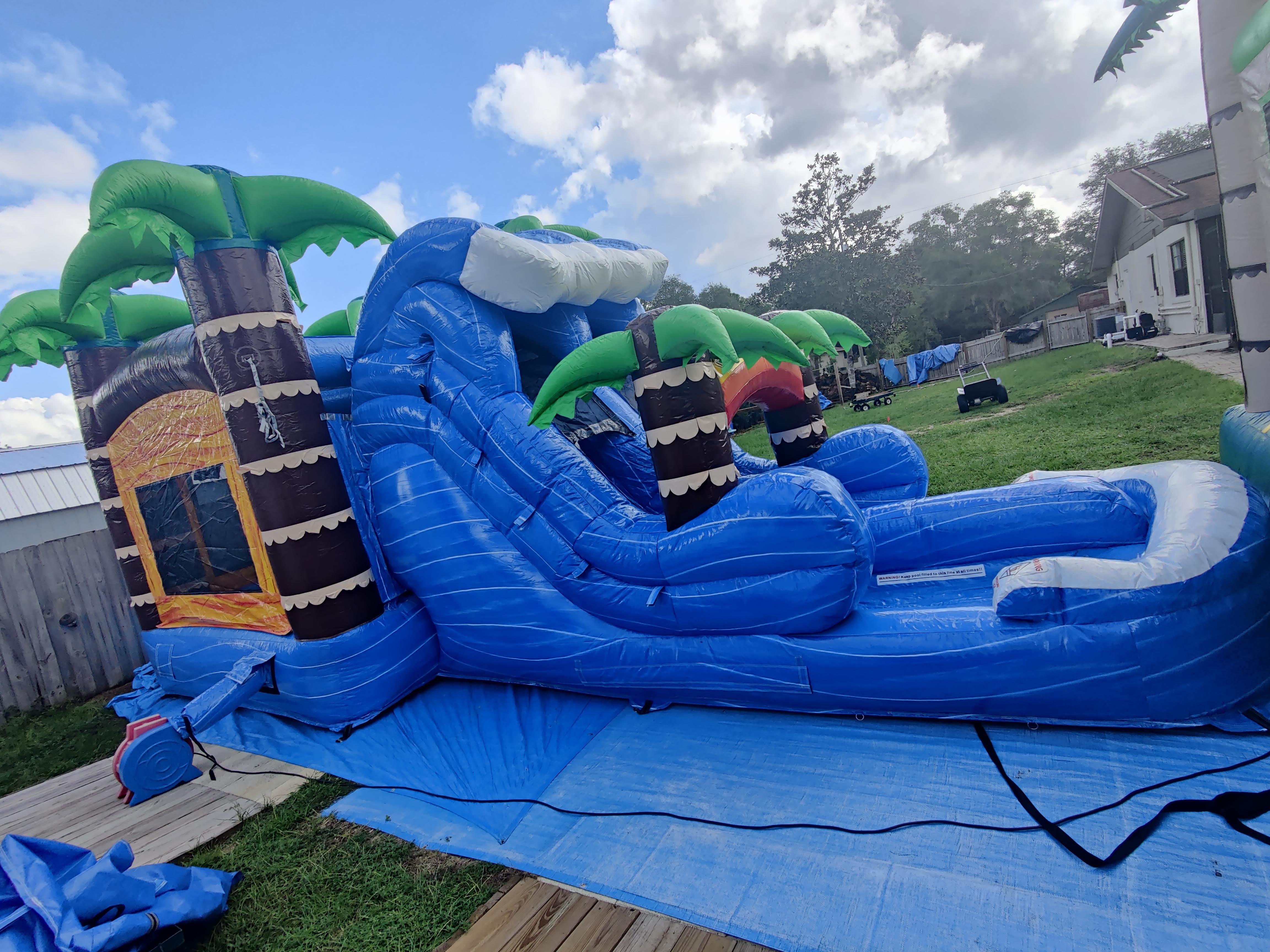 Tropical Blue Double Lane Combo Wet/Dry - Party and Inflatable Rentals ...