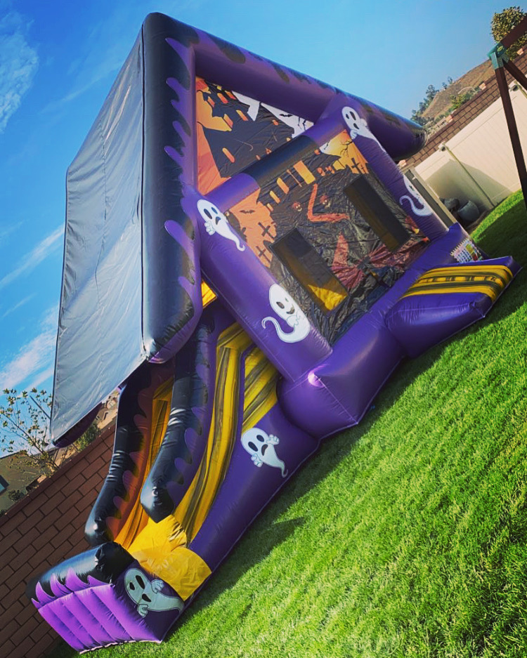 Purple Haunted House Combo Bounce Houses, Waterslides, Laser Tag