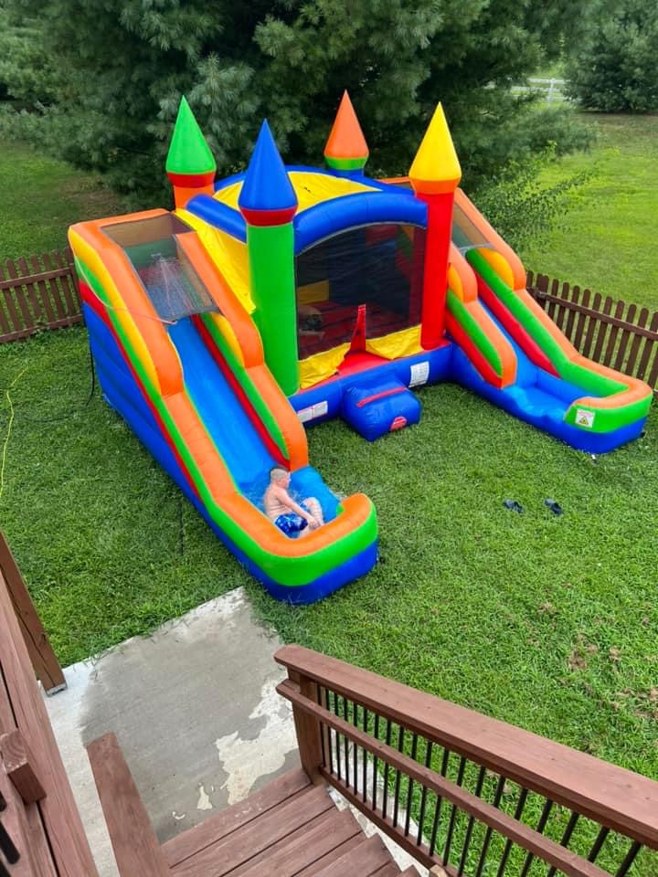 Rainbow Double Lane Water Slide Bounce House Rental Lexington KY