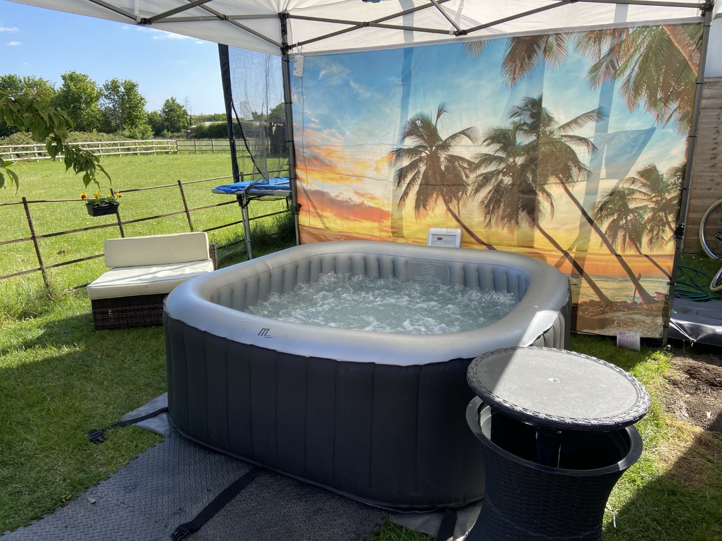 Tropical Beach Sunset Hot Tub and Gazebo Package