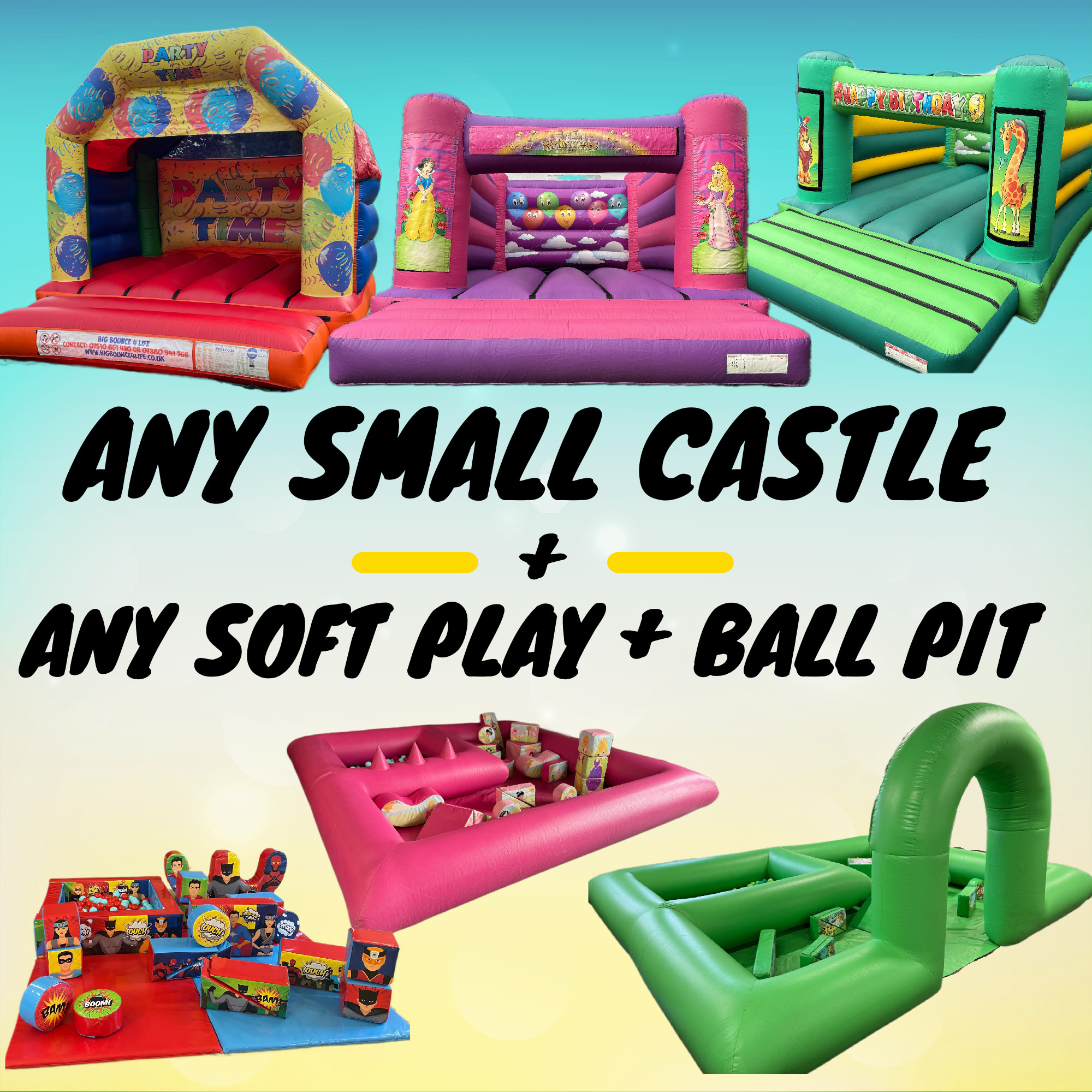 Any Small Bouncy Castle and Any Soft Play and Ball Pit