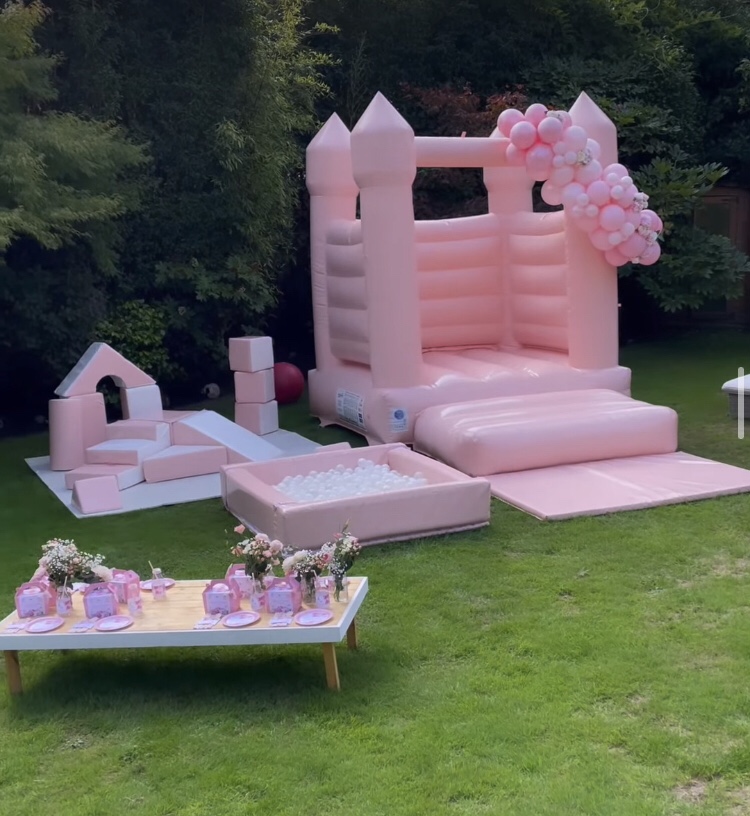 Peach Mini Bouncy Castle & Soft Play Party Package Hire Kent