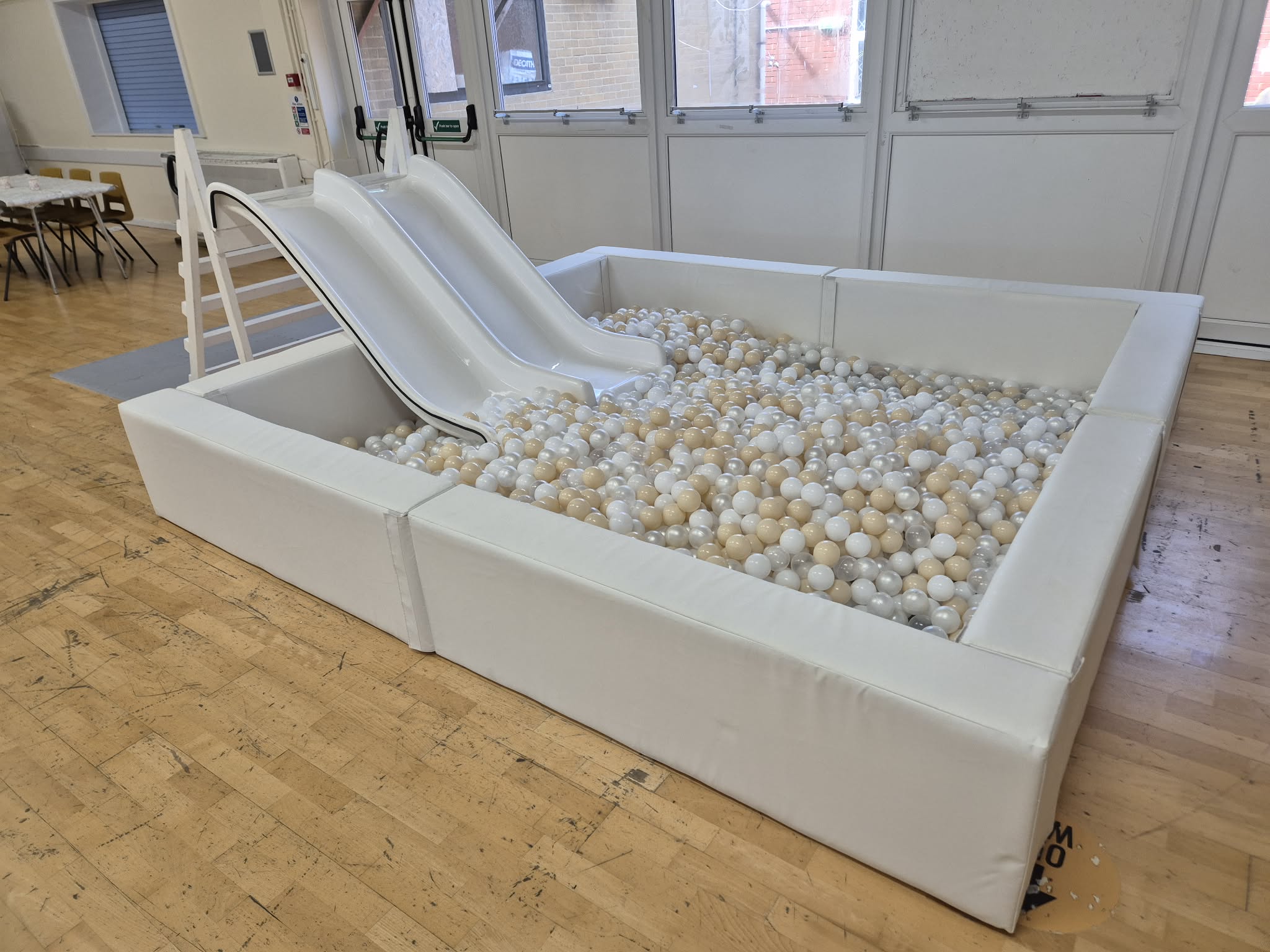 white ball pit with double slide - Best ball pit in hampshire