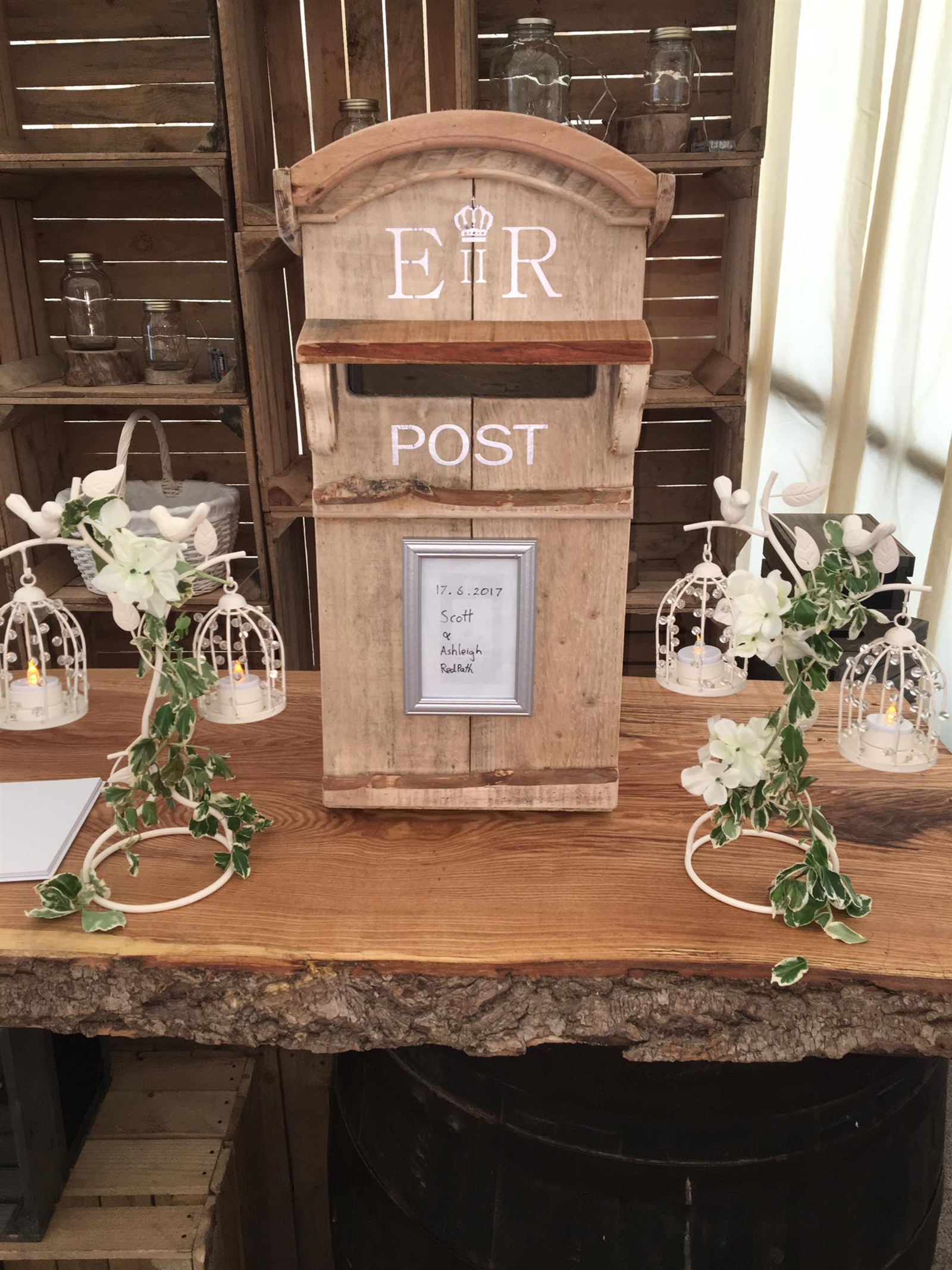 Wooden wedding post box