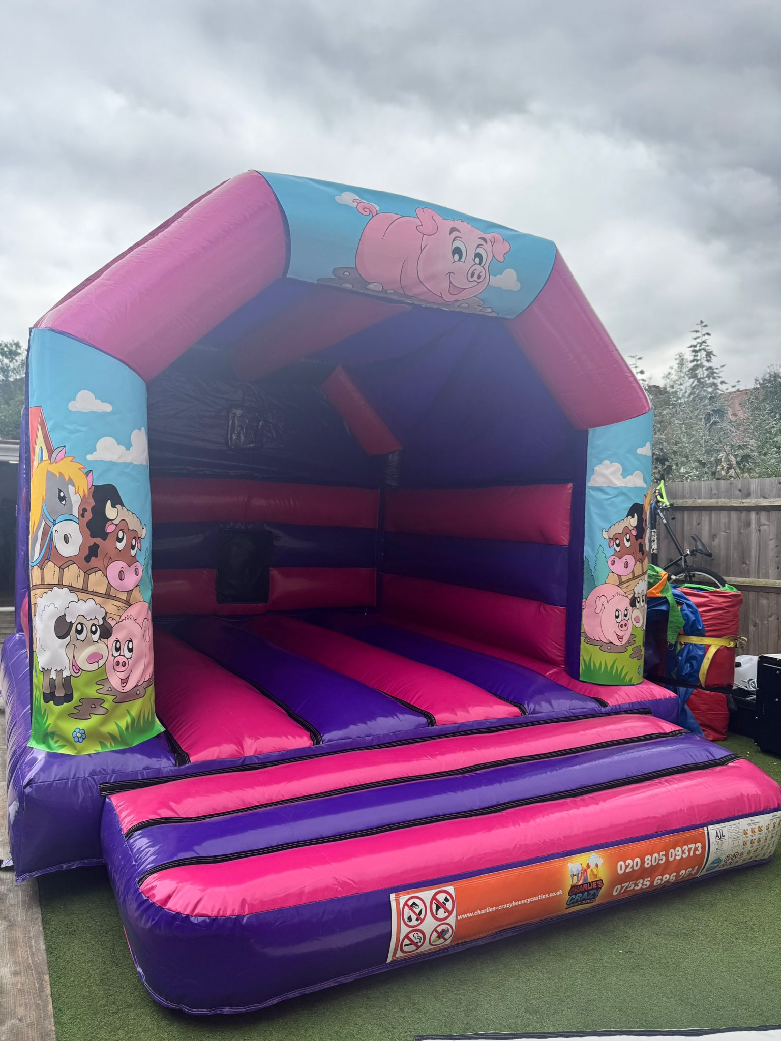 Pink / Purple Farmyard - Inflatables Hire in London, greenwich ...