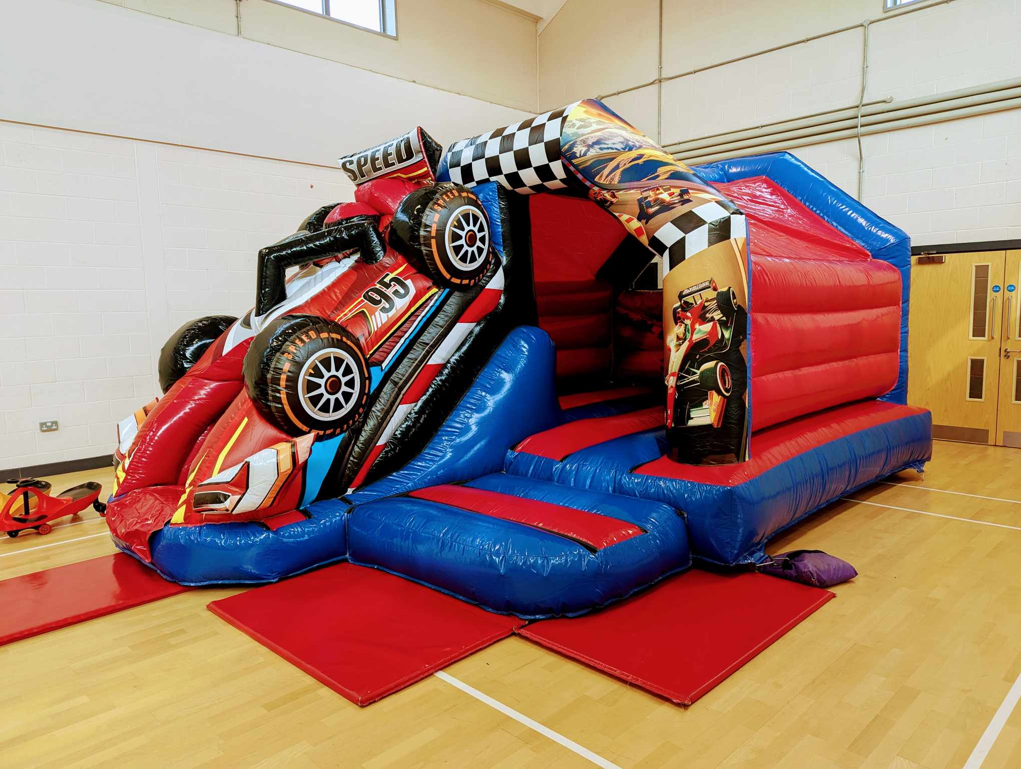 3D Racing Car Bouncy Castle with Front Slide - Bouncy Castle Hire in ...