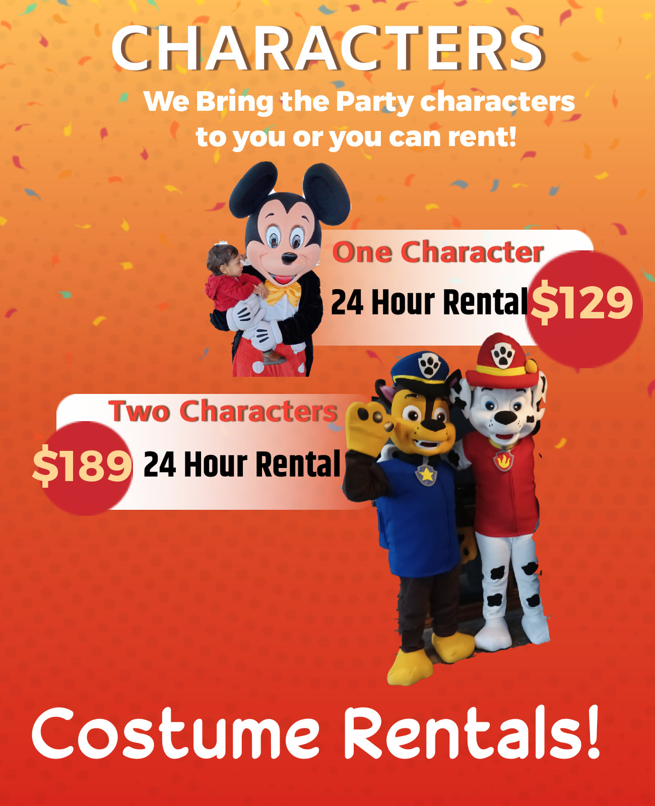 Costume Rentals and Character performers Best Party services for kids and toddlers service in