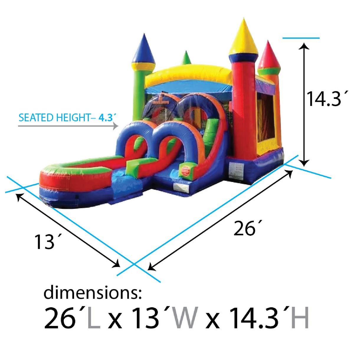 Kids Modern Rainbow Slide Bounce House Combo Hire in Atlanta, Austell