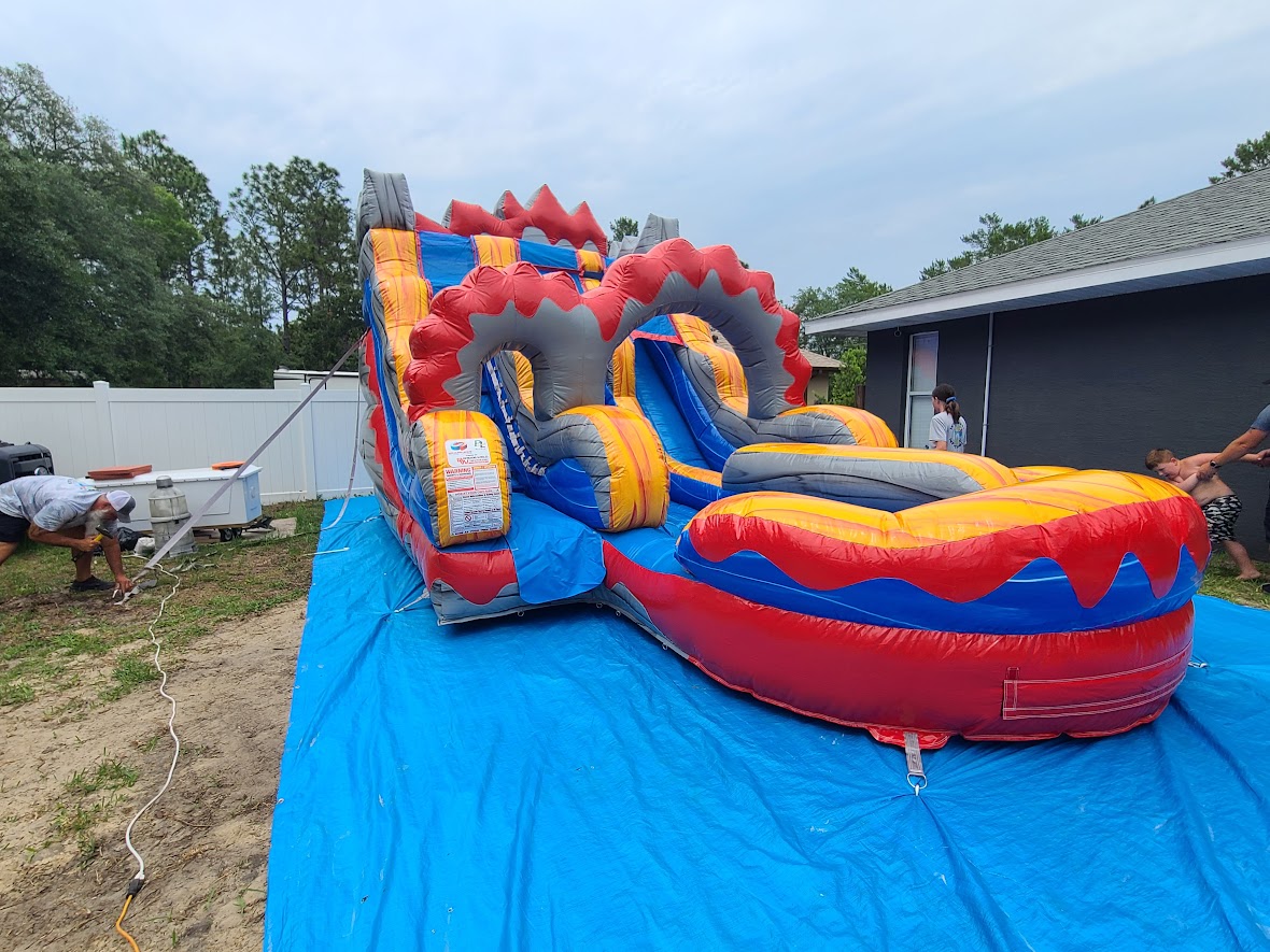 15ft Fire Falls Double Lane Inflated Pool Slide Best Party and