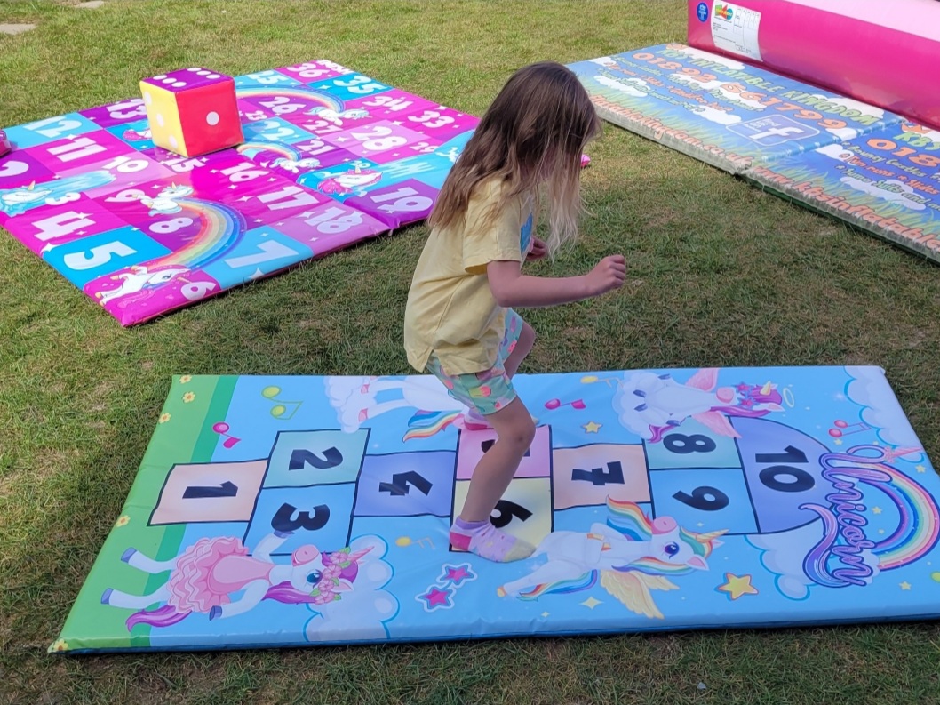Unicorn themed Hop Scotch + Snakes and Ladders Package Best Bouncy