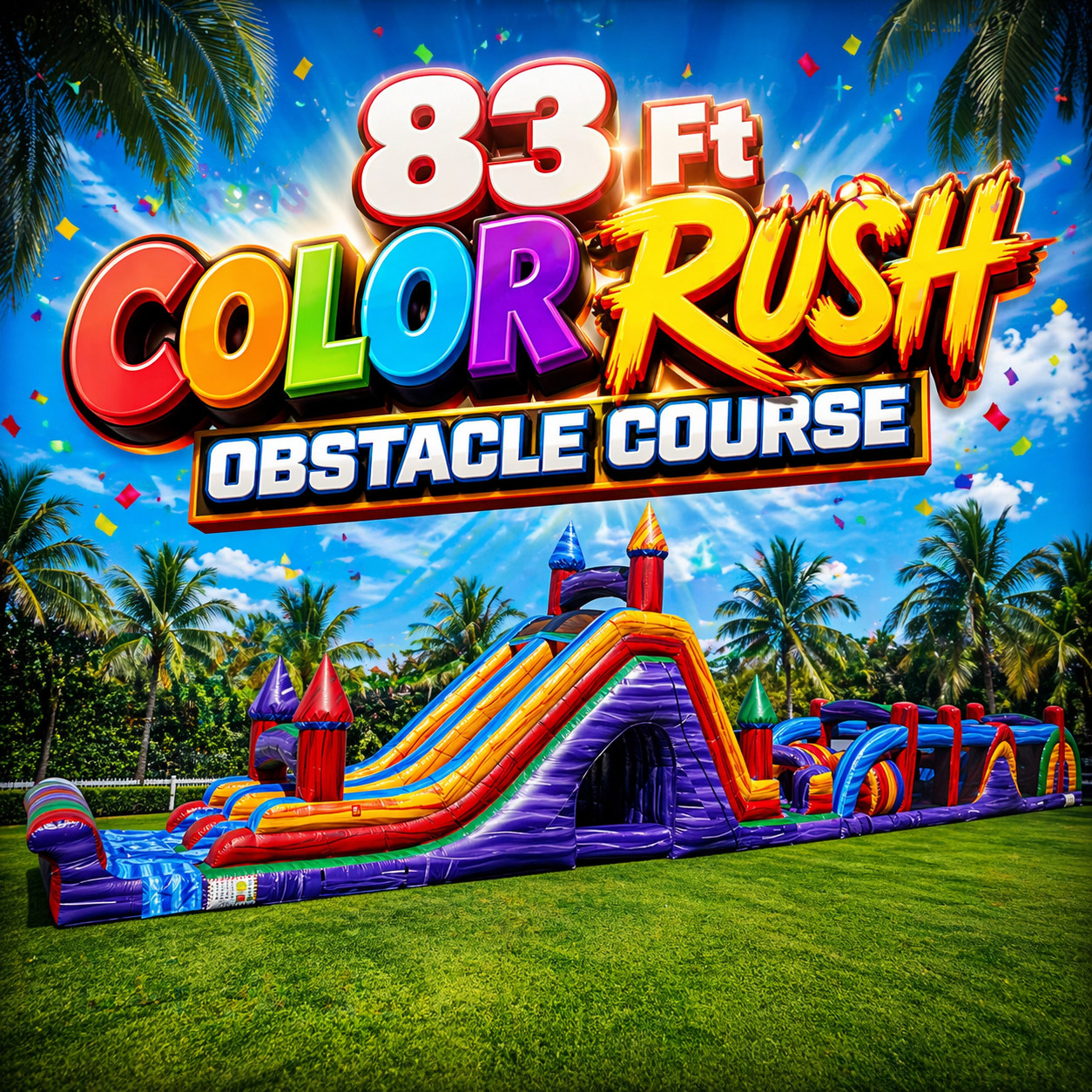 83 Ft Color Rush Obstacle Course Rental | Inflatable Obstacle Course