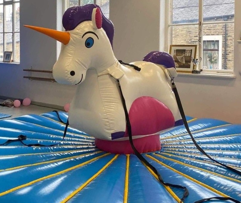 Unicorn Rodeo Ride Rodeo Pull Unicorn themed Inflatable Game 16ft Diameter - Bouncy Castle ...