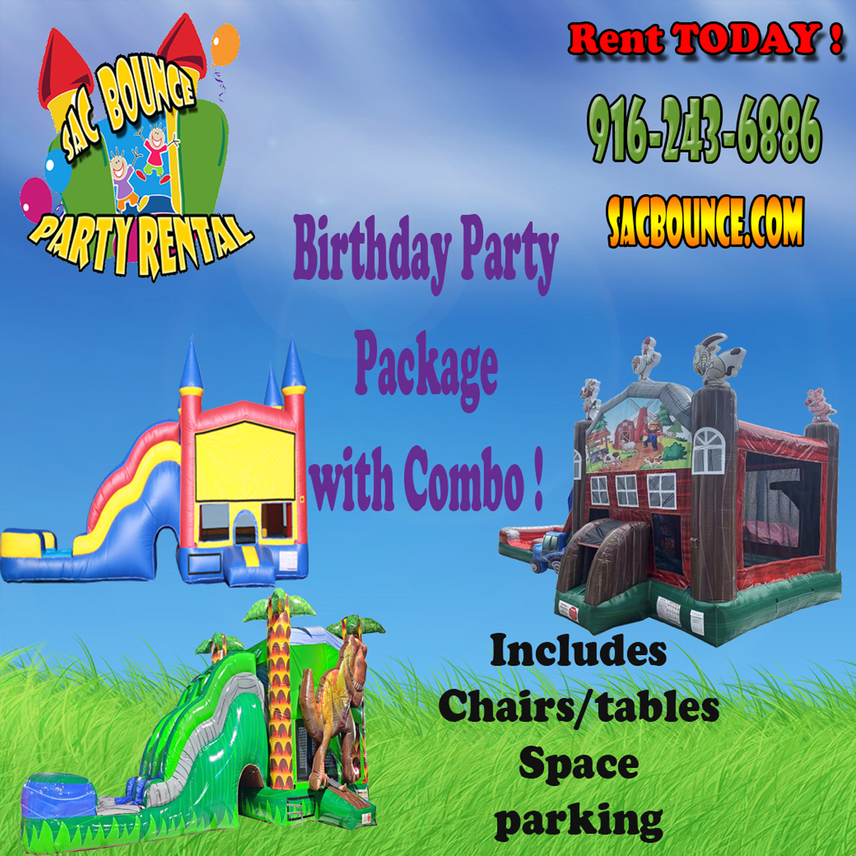 Birthday Party Packs Inflatable Bounce House & Water Slide Rentals