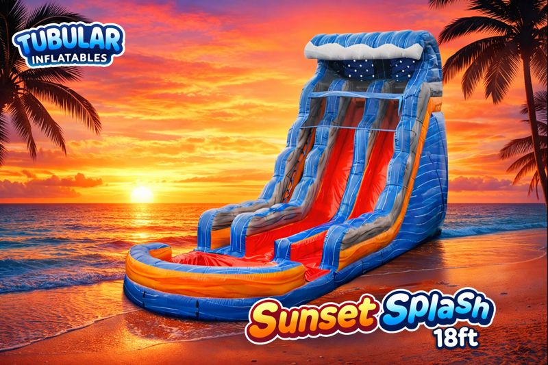 Sunset Splash 18ft Dual Lane Water Slide Rental | Hubert Jacksonville