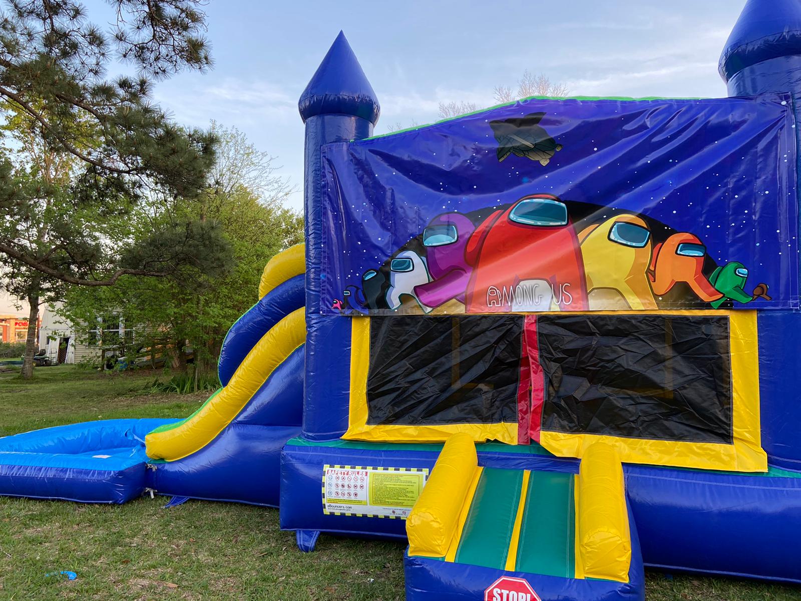 Blue Moonwalk w/double slide and pool Best Inflatable,Tent & Bounce
