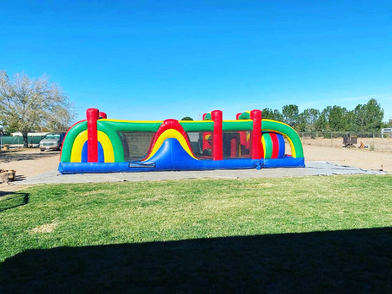 40 ft Green Obstacle course Best Bounce house Rentals service in