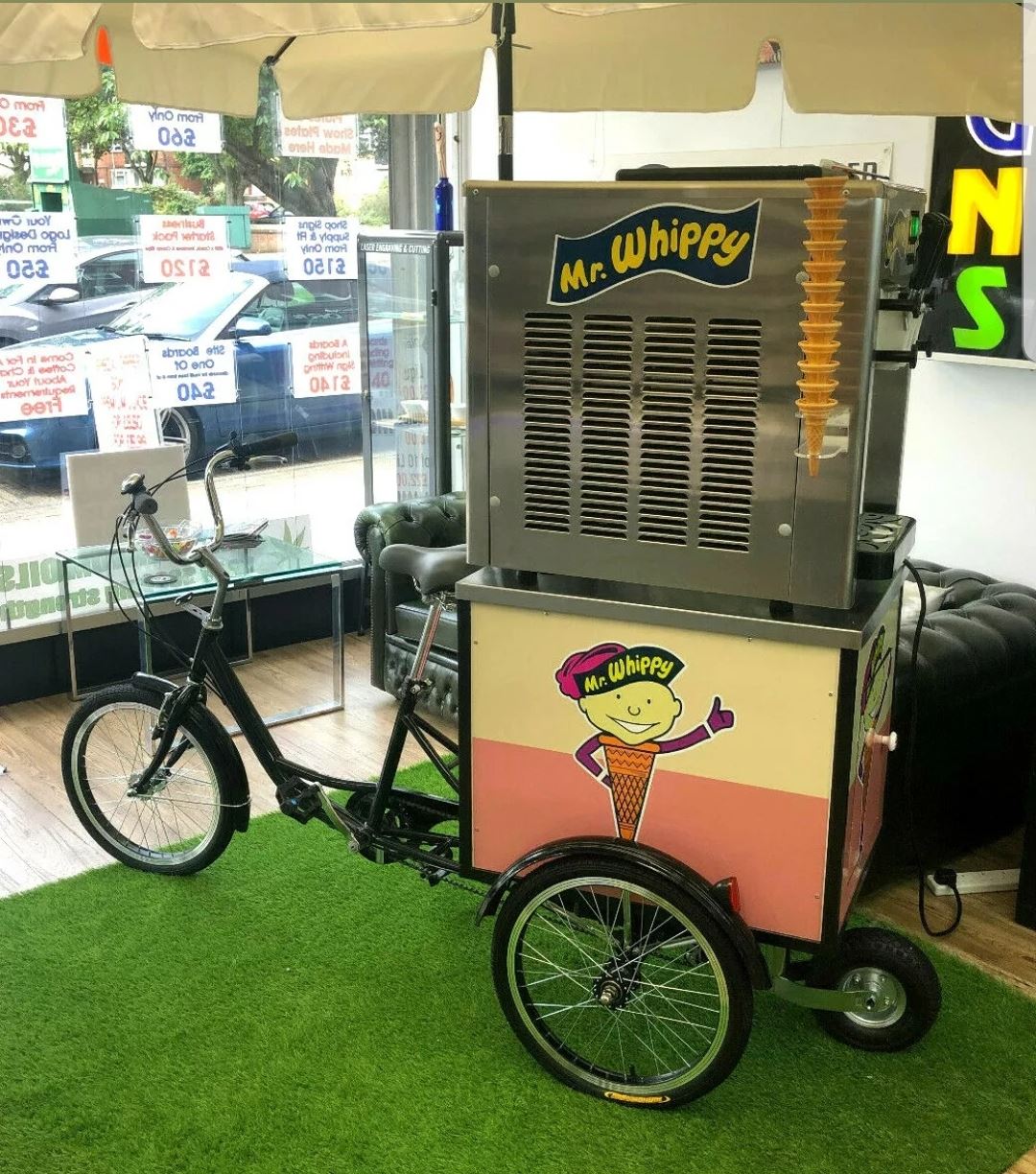 Mr Whippy Icecream Machine With Fantastic Trike And Parasol Bouncy Castle Hire In London 