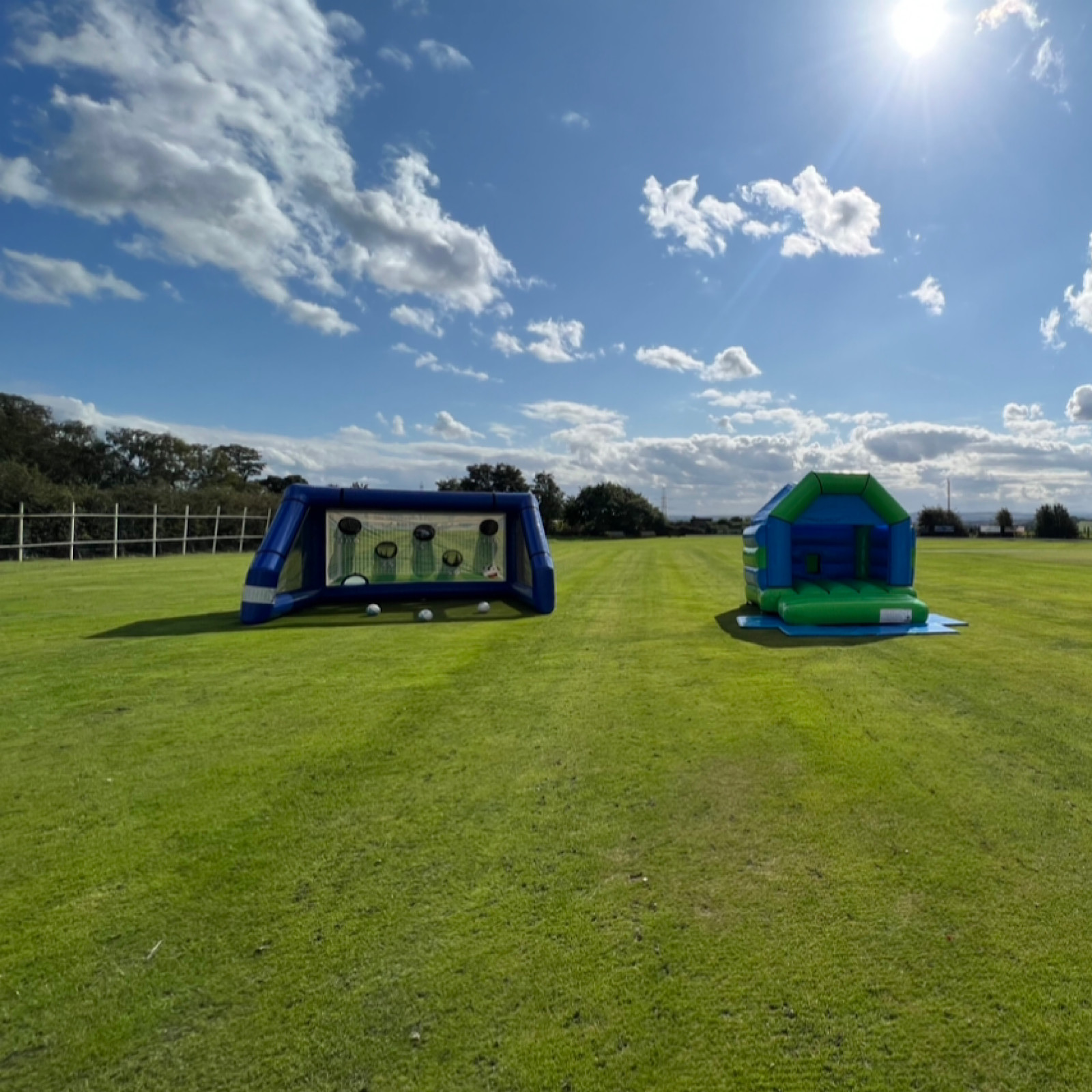 Football Penalty Shootout + Bouncy Castle Green & Light Blue Bouncy