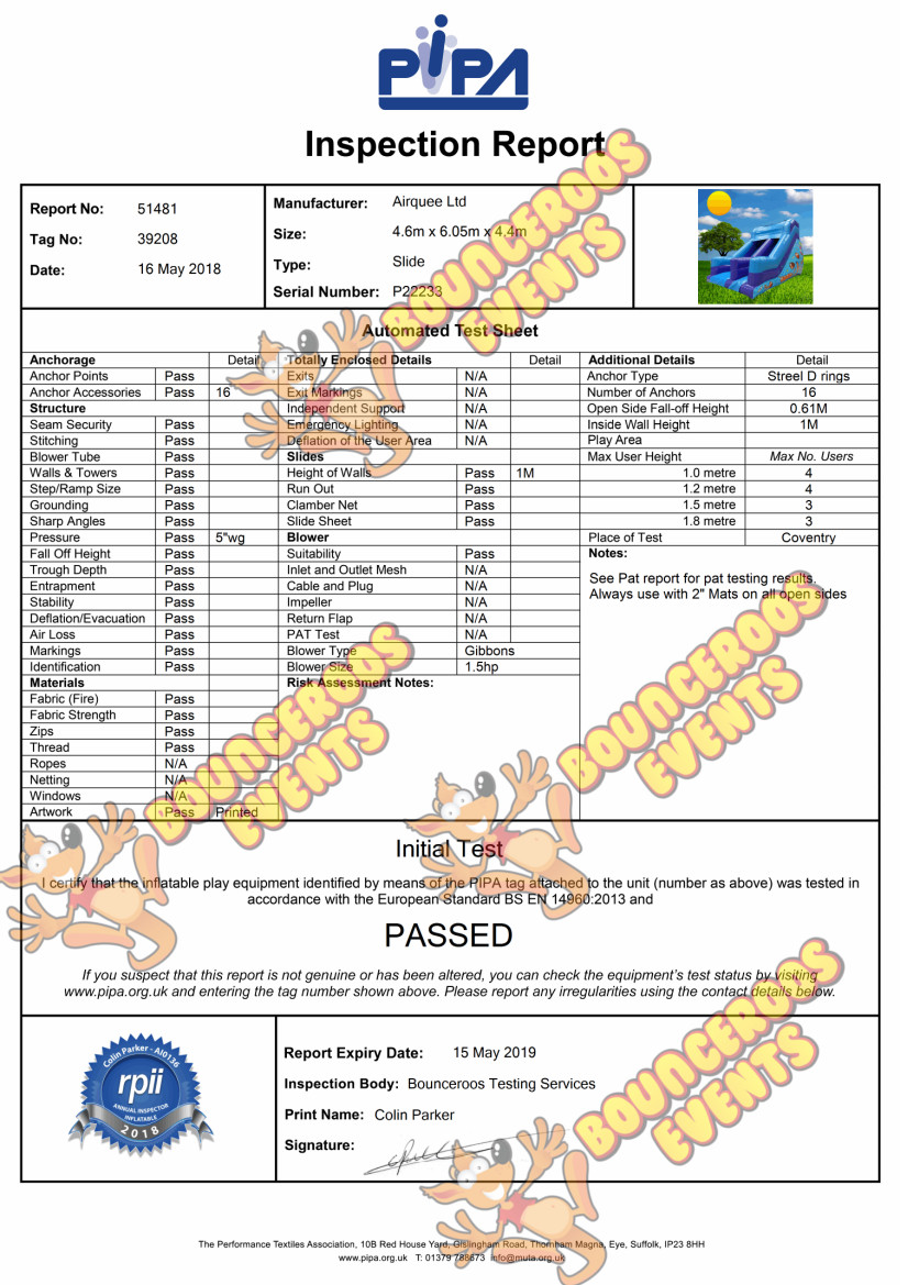 Inflatable testing services - Bouncy Castle Hire Coventry and Rugby in ...