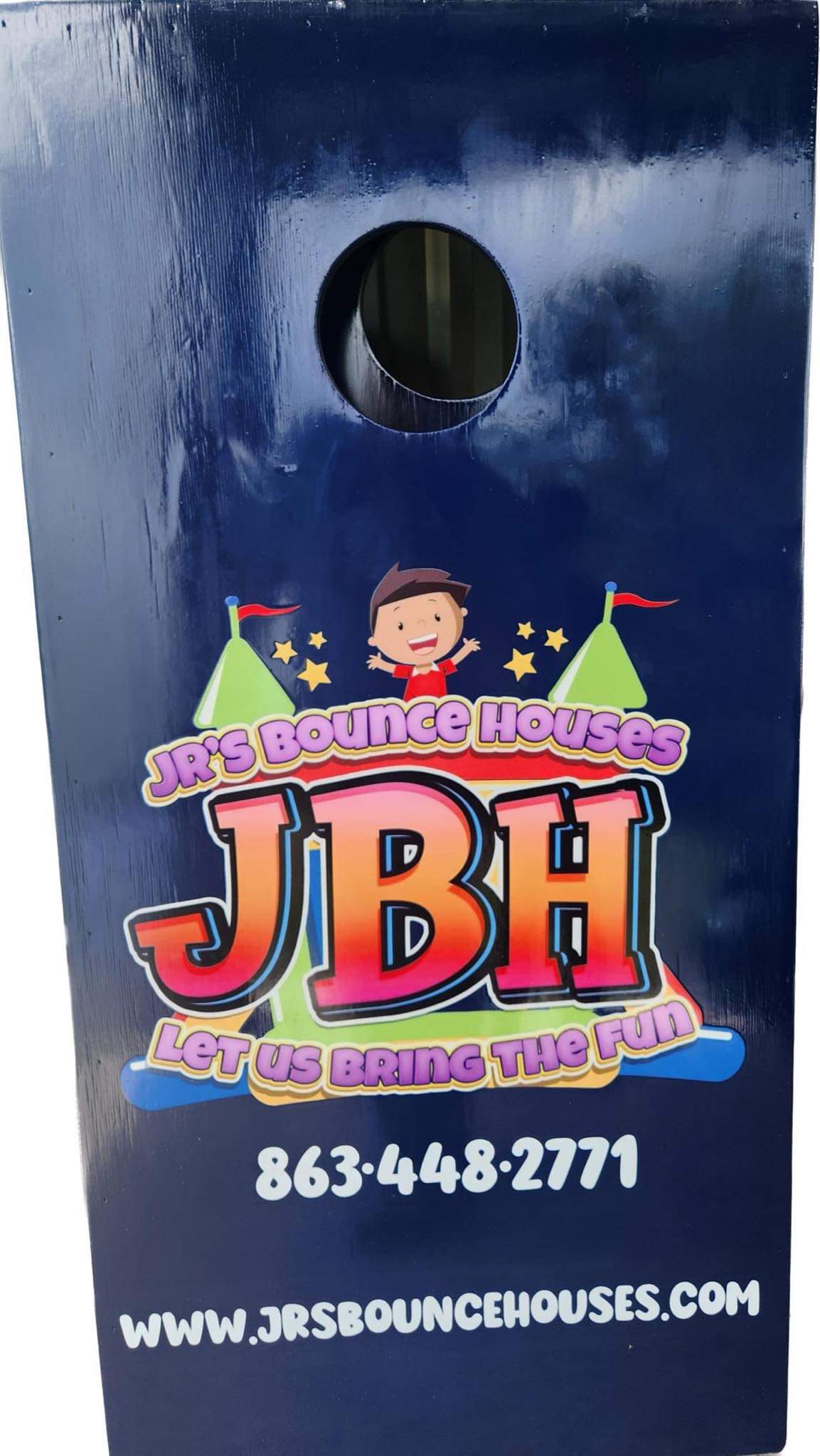 Blue corn hole boards Inflatable Rental, Bounce House Rental. in