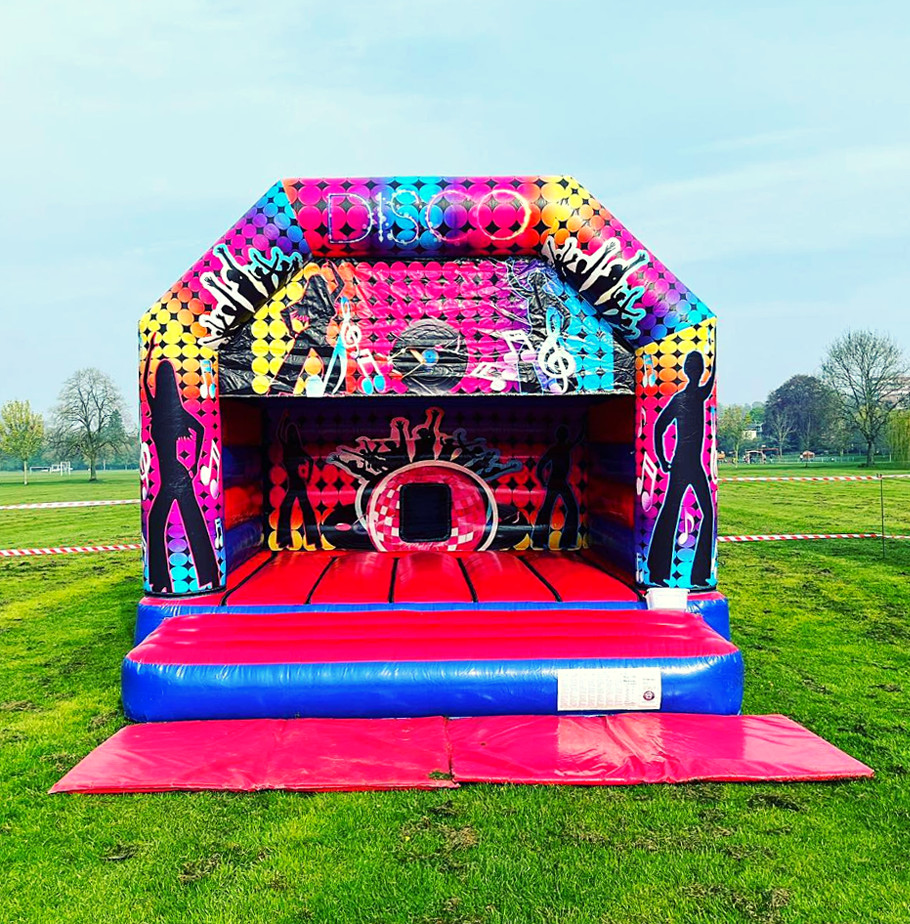 Disco Themed Adult Bouncy Castle With Speakers & Lights - Inflatable 