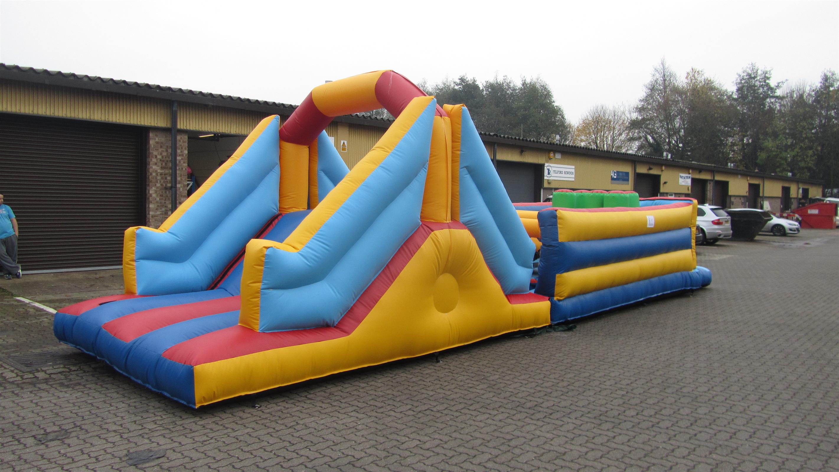 Adults & Kids 45 Ft Obstacle Course Bouncy Castle Hire, Hot Tub Hire, Event Inflatables, in