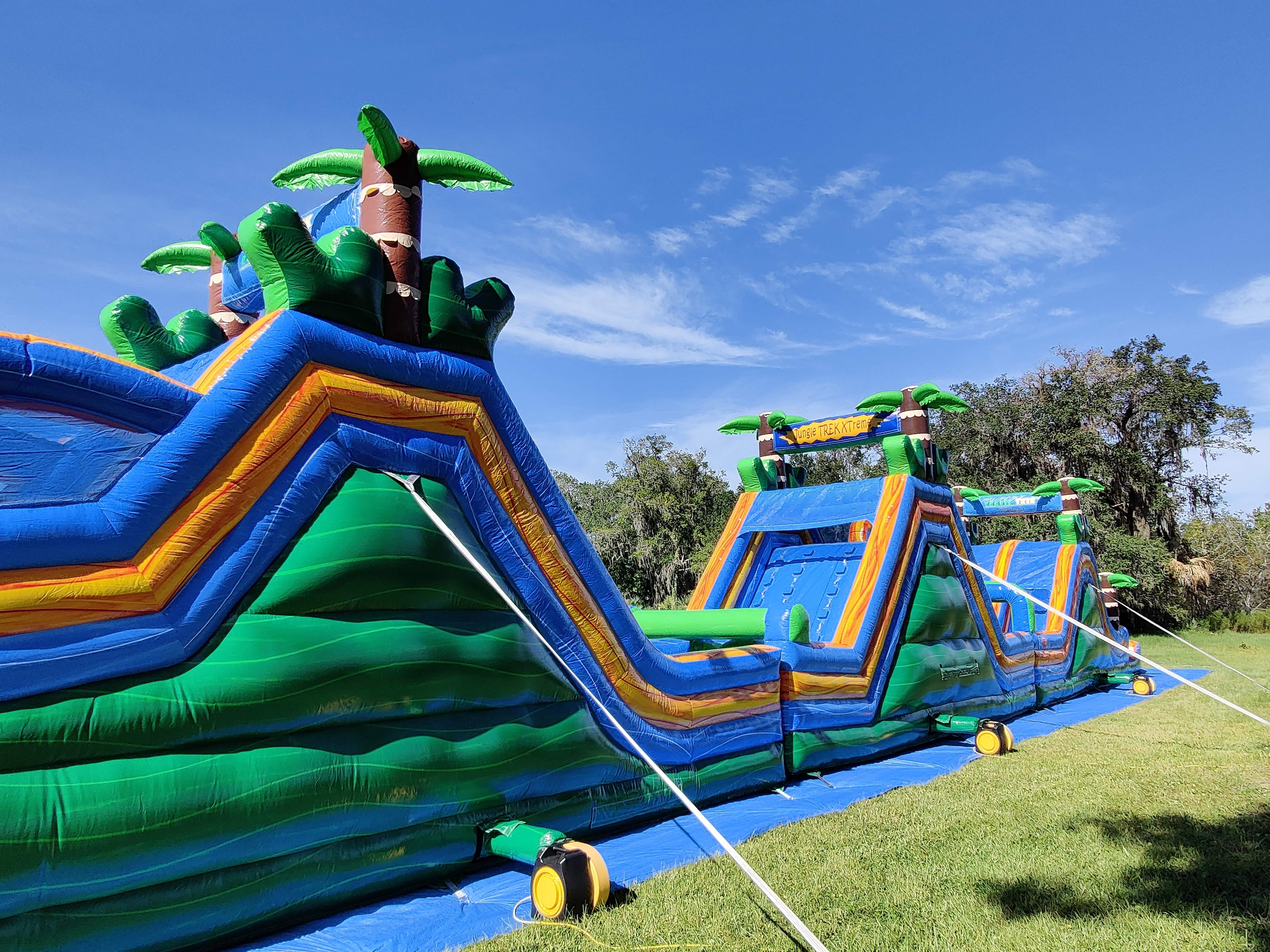 115' Obstacle Course With 3 Slides 3 Piece Wet Inflatable and Party