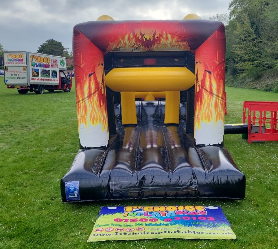 Assault Course Inflatable Burning Flames theme 60ft x 10ft Best