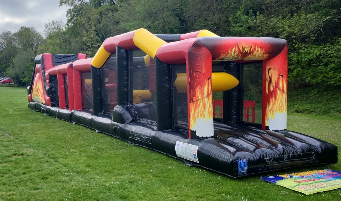 Assault Course Inflatable Burning Flames theme 60ft x 10ft Best
