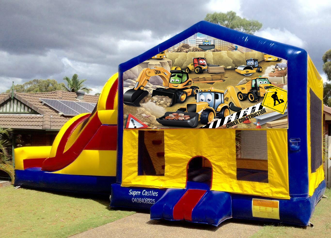 Construction Large Banner Castle Jumping Castle Hire Brisbane, Jumping Castle Hire Gold Coast