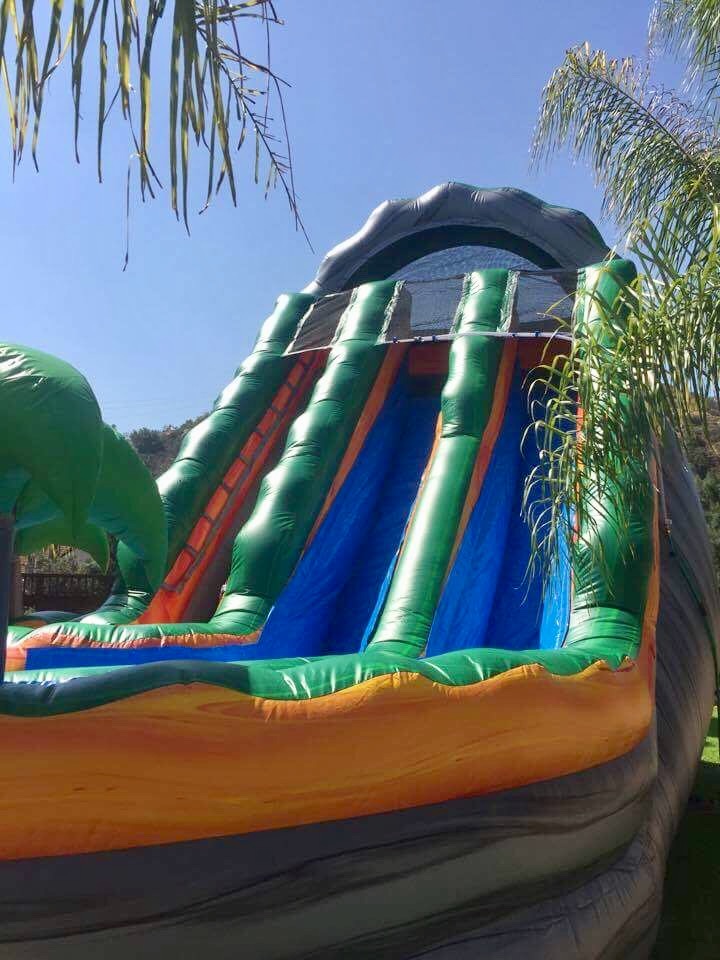 18ft Curvy Lava Falls Waterslide Bounce House Rental, Laser Tag