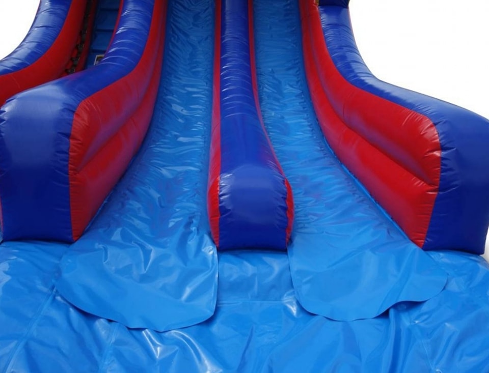 *PACKAGE* 18ft Dual Rainbow Slide DRY and Blue/Yellow Standard Bounce