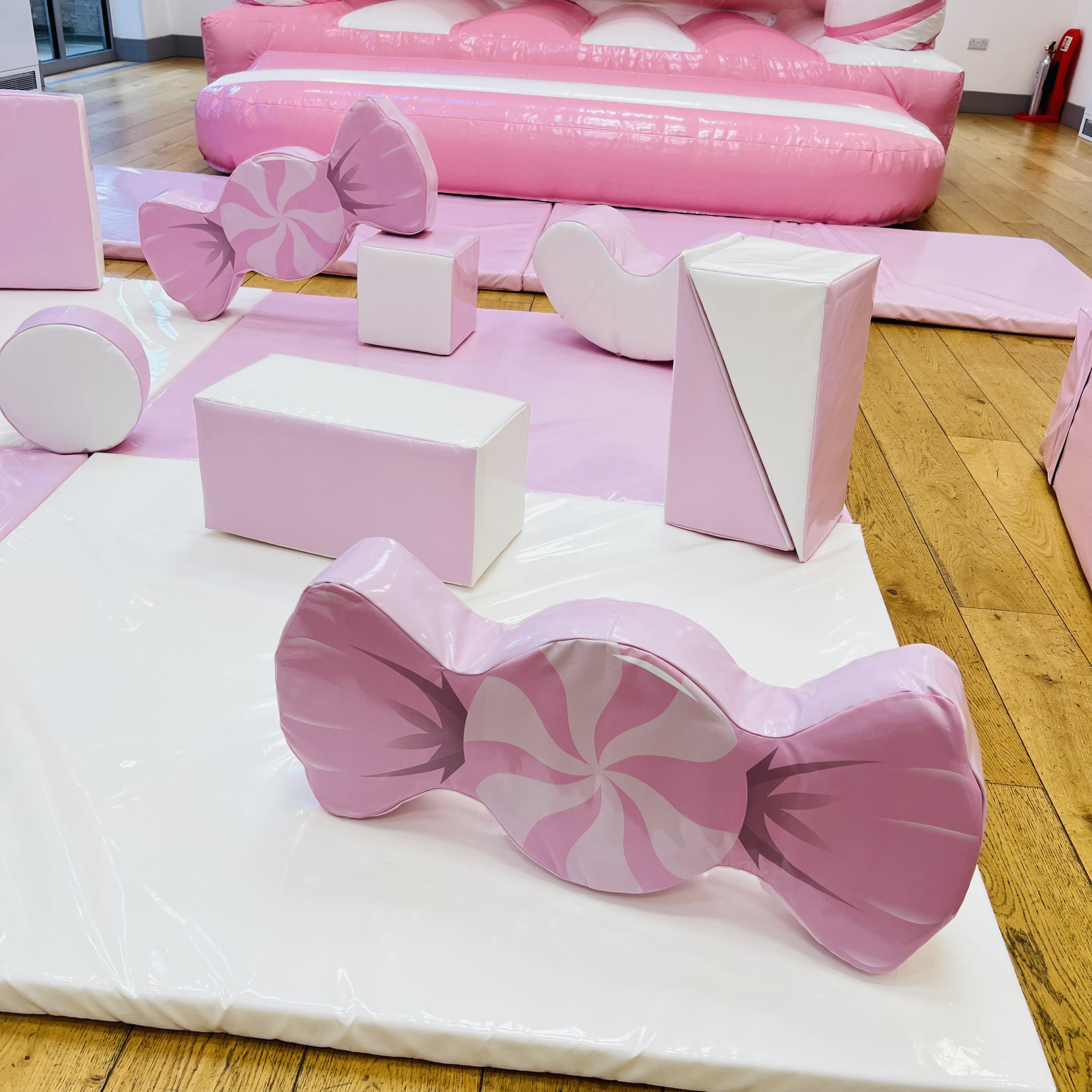 Pink / White Bouncy Castle and Candy Sweets Soft Play Package - Bouncy ...
