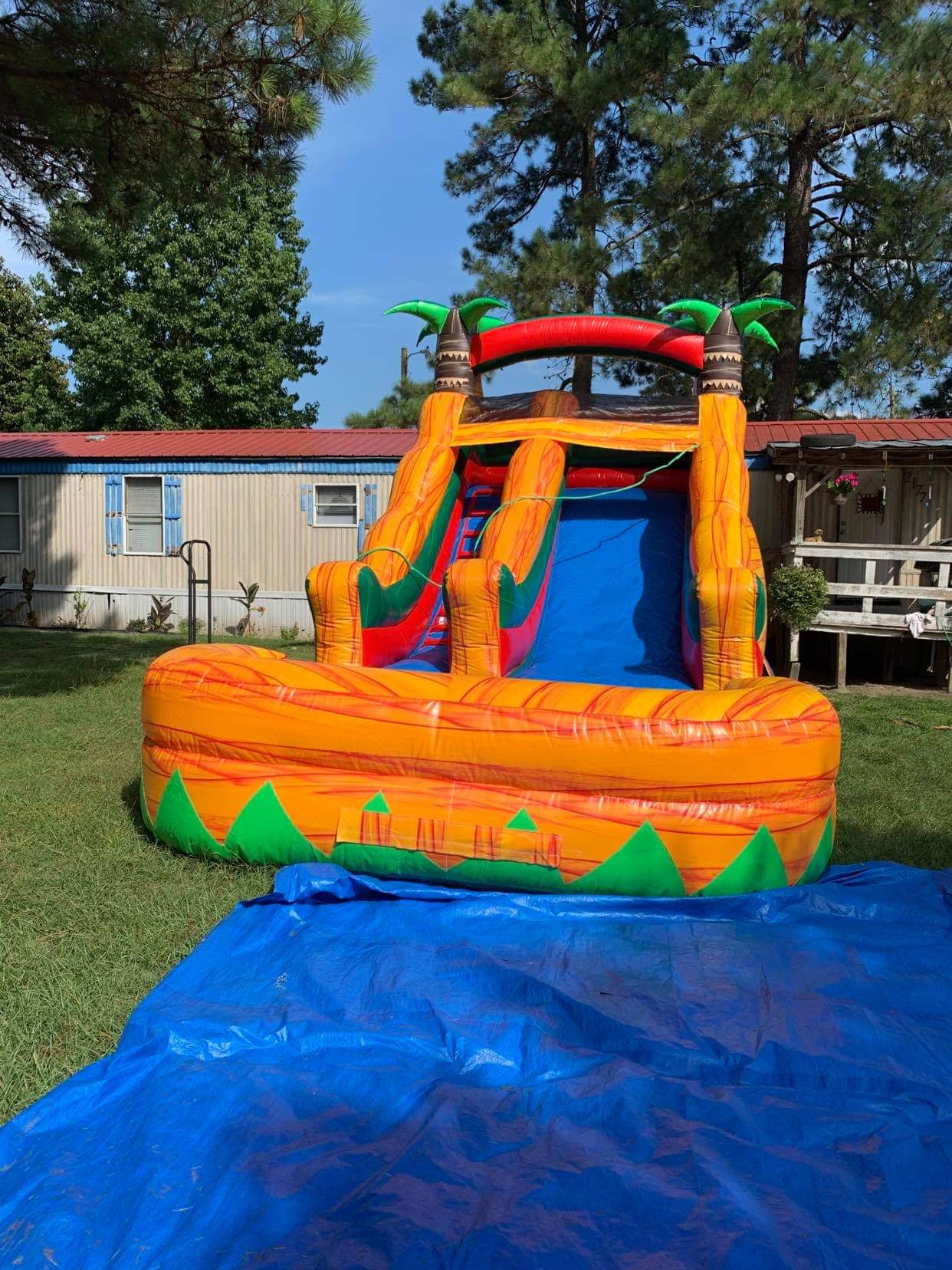 16 ft Tropical Palm Tree Water/Dry Slide Party Rentals in Albertson