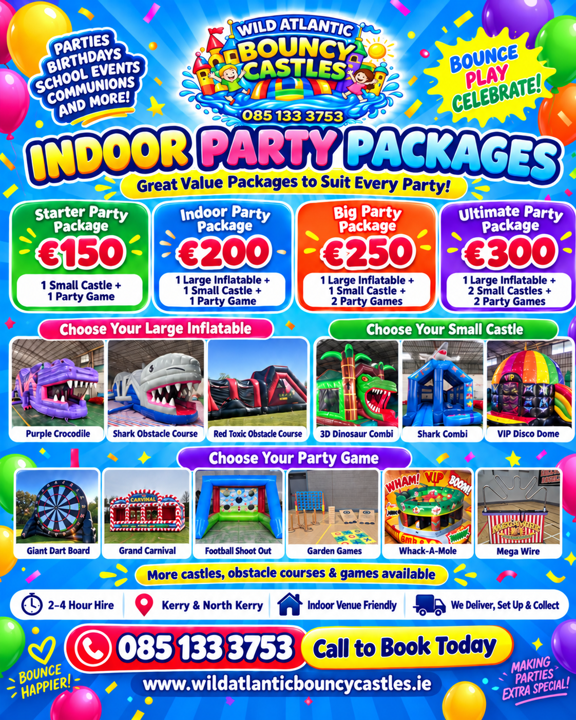 Indoor Party Packages Kerry - Wild Atlantic Bouncy Castles
