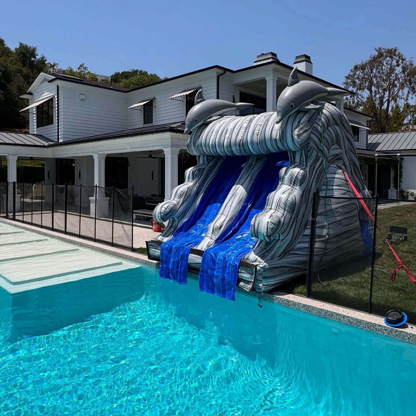 Family-friendly inflatable setup for an Eastvale neighborhood or community event