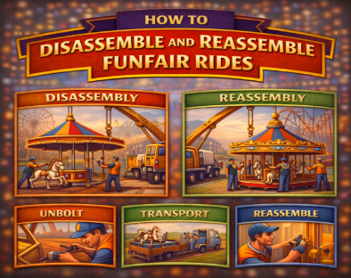 assembling and disassembling funfair rides
