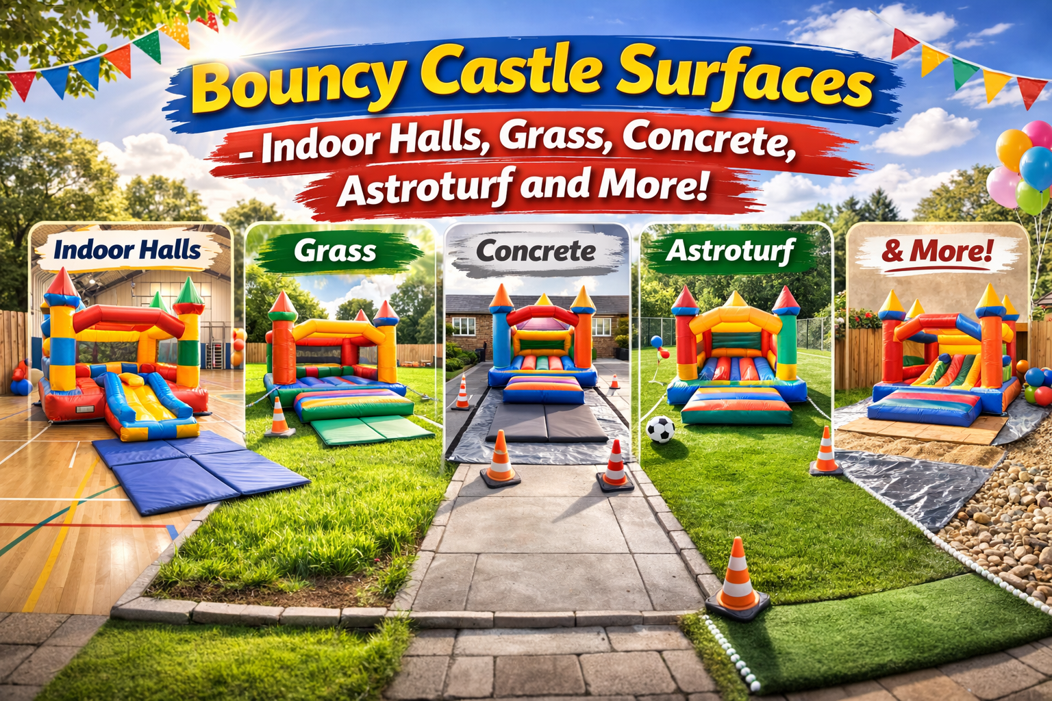 Bouncy Castle Surfaces - Indoor Halls, Grass, Concrete, Astroturf and More