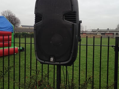The PA on its stand