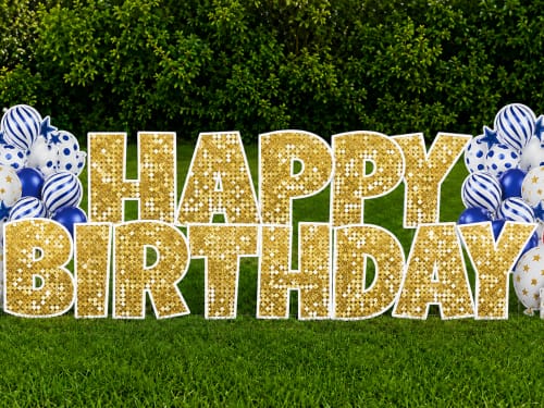 Premium Gold Glitter Birthday yard card display