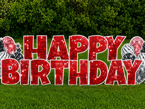 Premium Red Glitter Birthday yard card display