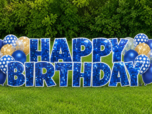 Premium Blue Glitter Birthday yard card display