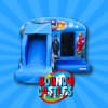 Superhero theme front slide bouncy castle