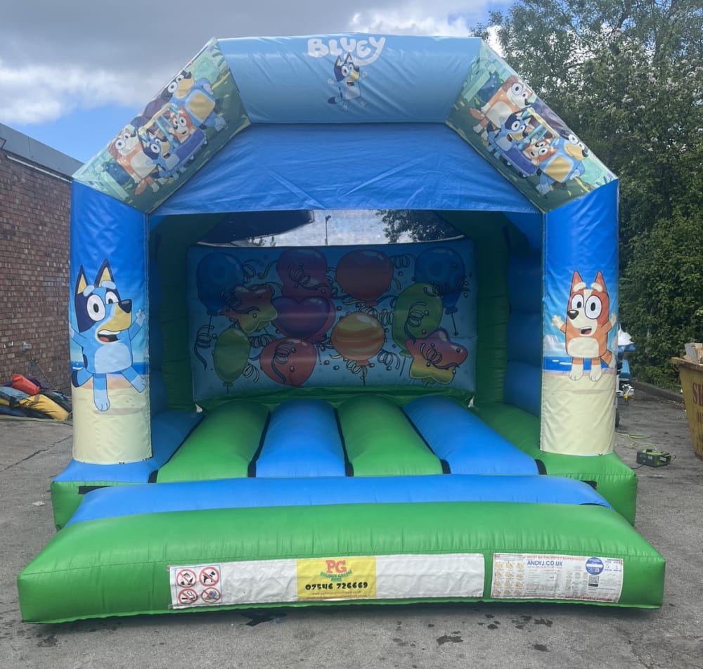 12 ft x 12 ft Bluey Bouncy Castle. - Leisure equipment rental and leasing. Bouncy  castle hire, in Widnes, Runcorn, Liverpool, Warrington, St. Helen's,  Northwich and Frodsham